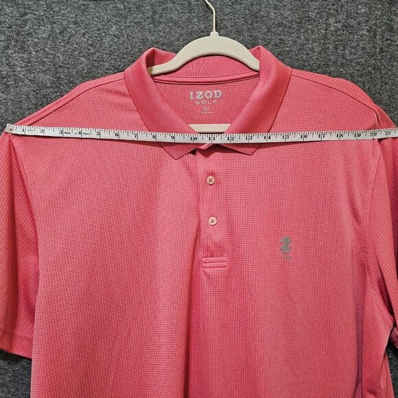 Izod Gold Polo Shirt Mens Size XXL Pink Logo Collared Short Sleeve Pullover - Picture 8 of 16